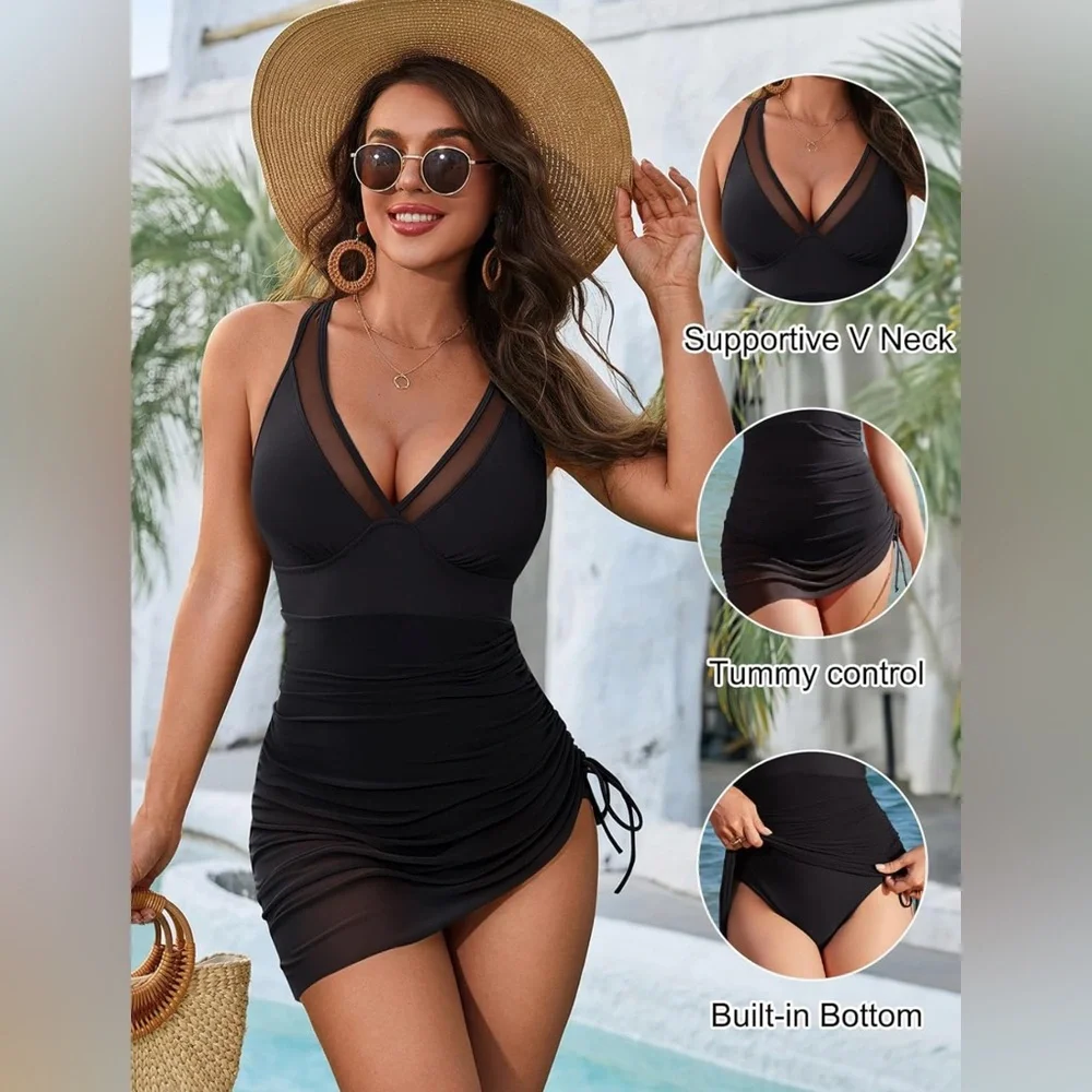 Blooming Jelly Women's One Piece Swimsuit Tummy Control Swim DressModest Bathing